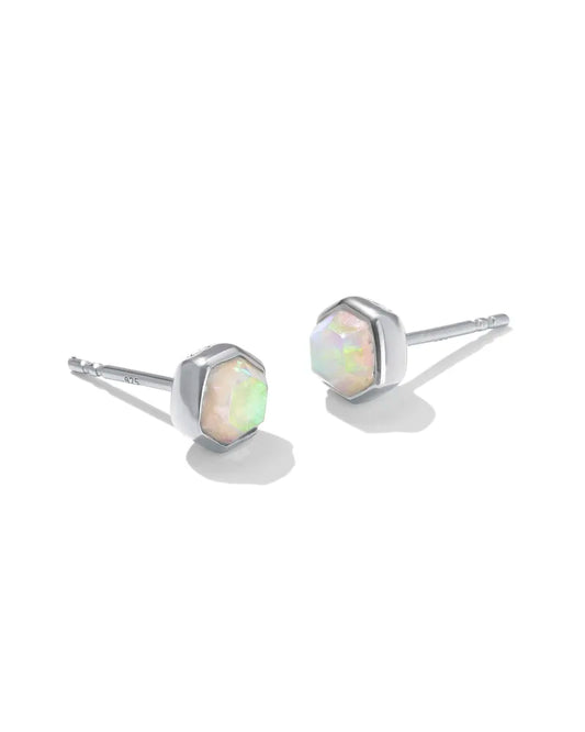 Kendra Scott Davie Stud Earrings, White Kyocera Opal