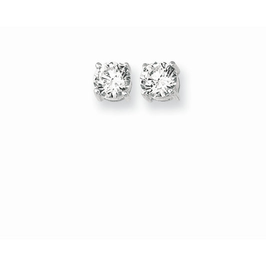 CZ Round Earrings, 6mm