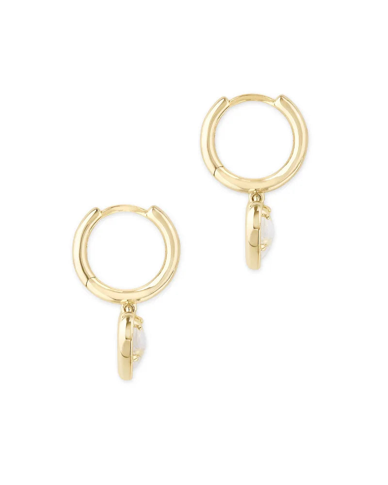 Kendra Scott Ari Heart Huggie Gold Earrings, Dichroic Glass