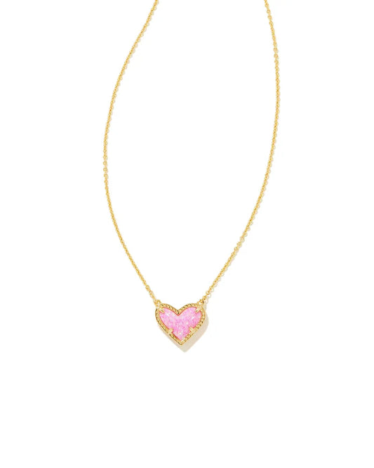 Kendra Scott Ari Heart Pendant Necklace, Bubblegum Pink Opal