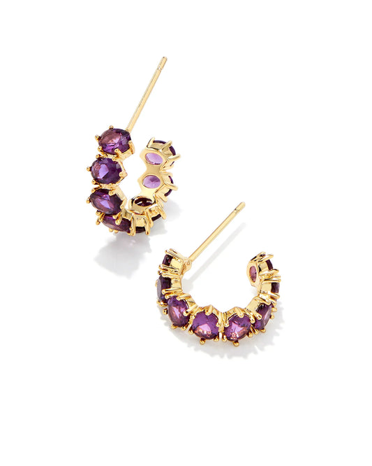 Kendra Scott Cailin Huggie Earrings, Purple Crystal