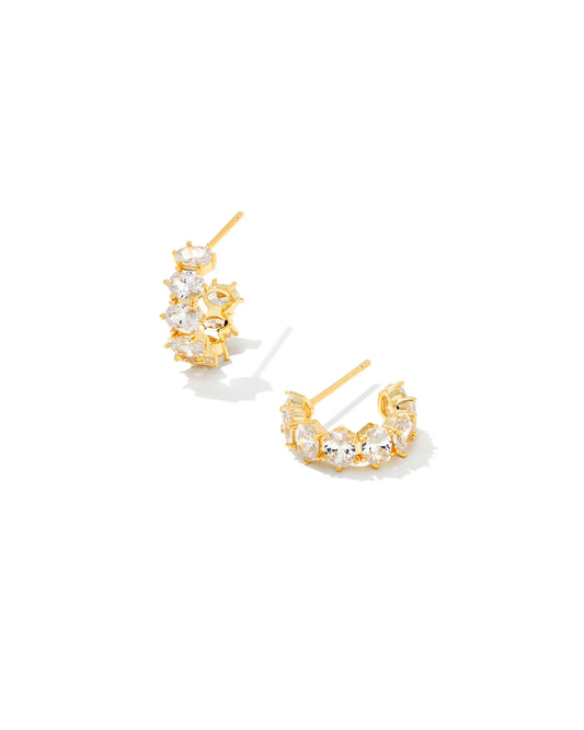 Kendra Scott Cailin Huggie Earrings, White Crystal