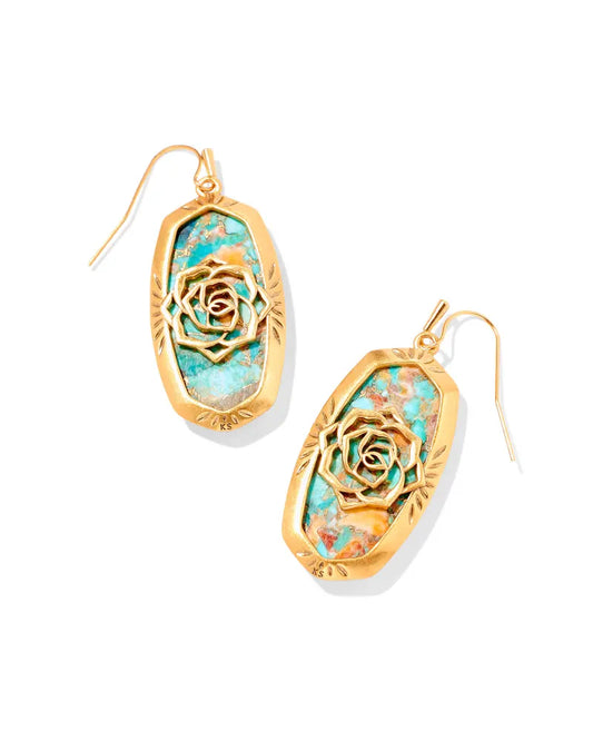 Kendra Scott Elle Vintage Earrings, Bronze Turquoise Red Oyster